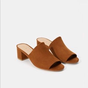 LOFT tan suede mules